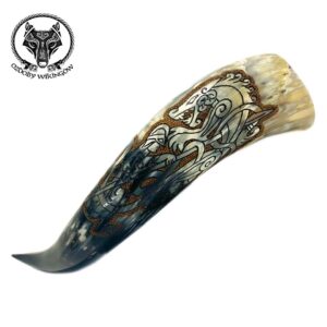 Róg do picia rzeźbiony 0.5 Widar i Fenrir